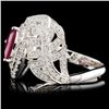 Image 2 : 18K White Gold 1.29ct Ruby & 0.98ct Diamond Ring