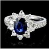 Image 2 : 14K Gold 2.00ct Sapphire & 1.00ctw Diamond Ring