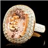 Image 2 : 14K Gold 7.66ct Morganite & 1.11ctw Diamond Ring