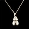 Image 2 : 18K Gold 9.40MM Pearl & 0.03ctw Diamond Pendant