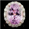 14K R Gold 21.06ct Kunzite & 1.99ct Diamond Ring