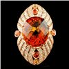 14K Gold 24.98ct Citrine & 1.60ctw Diamond Ring