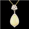 14K Gold 6.37ct Opal & 0.61ctw Diamond Pendant
