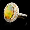 Image 2 : 14K Gold 2.60ct Opal & 1.22ctw Diamond Ring