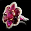 Image 2 : 18k Gold 4.50ct Ruby & 0.18ct Diamond Ring