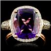 14K Gold 5.03ct Amethyst & 0.57ctw Diamond Ring