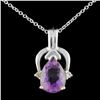 Image 1 : 14K Gold 2.38ct Amethyst & 0.04ctw Diamond Pendant