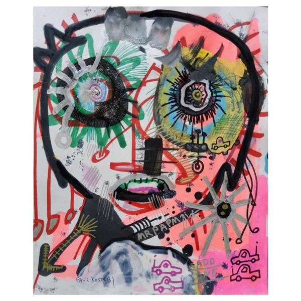 Paul Kostabi, "If Only I Could Choose" Hand Signed Original Painting with Letter of Authenticity.