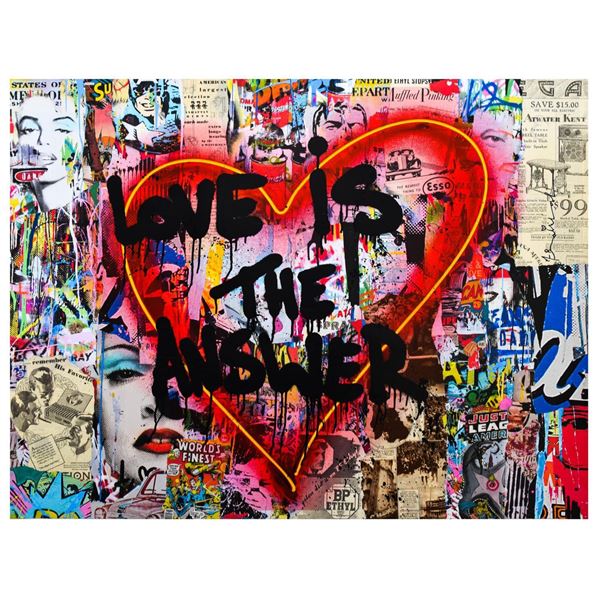 Mr. Brainwash- Original Mixed Media on Paper "Speak From The Heart"