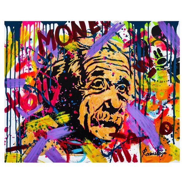 Nastya Rovenskaya- Mixed Media "Einstein In Gold"