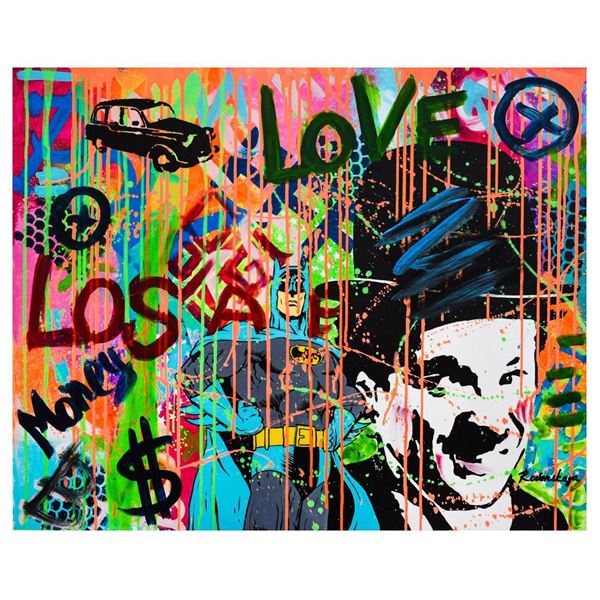 Nastya Rovenskaya- Mixed Media "Batman And Chaplin"