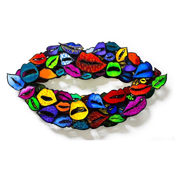 Patricia Govezensky- Original Painting on Cutout Steel "Lips"