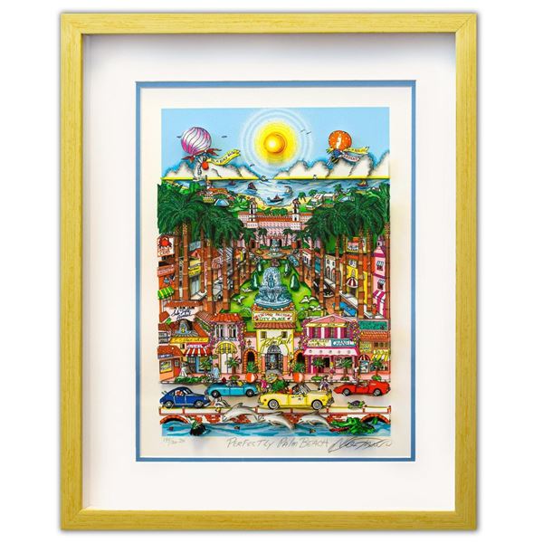 Charles Fazzino- 3D Construction Silkscreen Serigraph "Perfectly Palm Beach"