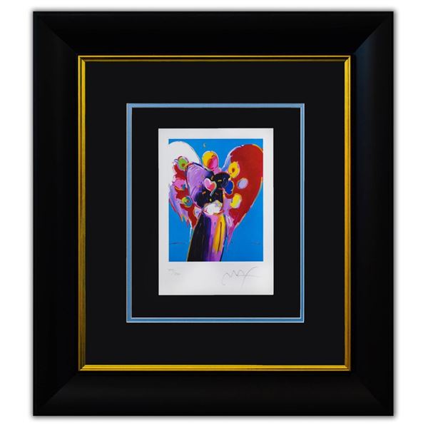 Peter Max- Original Lithograph "Blue Angel with Heart"