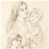 Image 2 : "Robert with Mother and Sister" Limited Edition Lithograph by Edna Hibel (1917-2014), Numbered and H