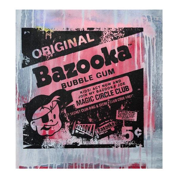 Gail Rodgers, "Bazooka Joe" Hand Signed Original Hand Pulled Silkscreen Mixed Media on Canvas with L