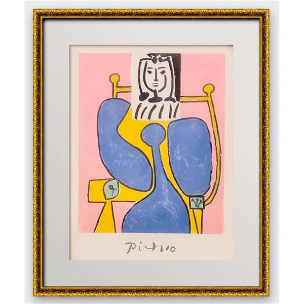 Pablo Picasso- Lithograph on Arches Paper "Femme Assise a la Robe Bleue"