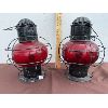 Image 1 :  LOT OF 2 - RED GLASSED PIPER LANTERNS - MONTREAL