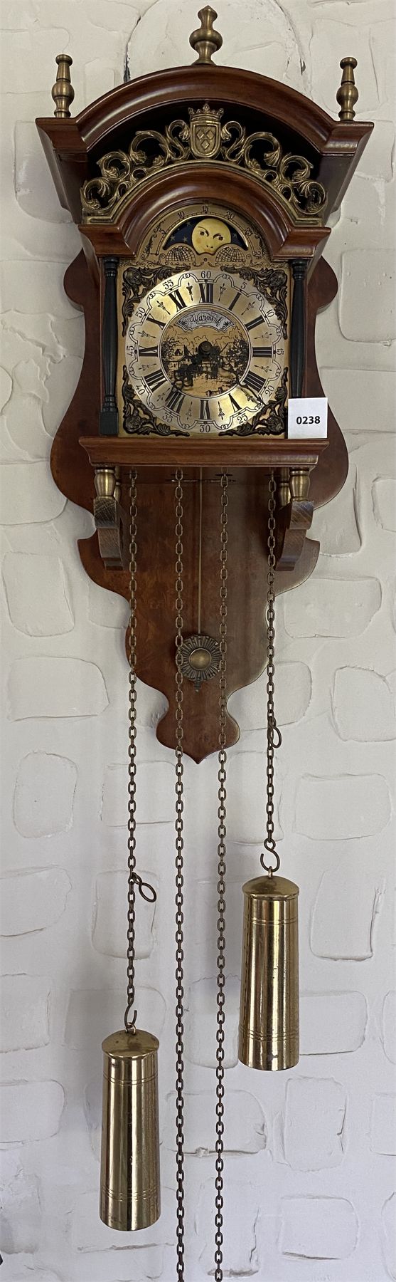 WARMINK WALL CLOCK W/ WEIGHTED PENDULUMS 20" Kidd Family Auctions