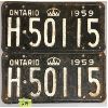 Image 1 : PAIR 1959 ONTARIO LICENSE PLATES