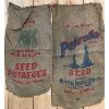 Image 1 : LOT OF 2 - BURLAP SACKS - PETROLIA SEEDS & SEED POTATOES - APPROX 22 X 38 INCHES
