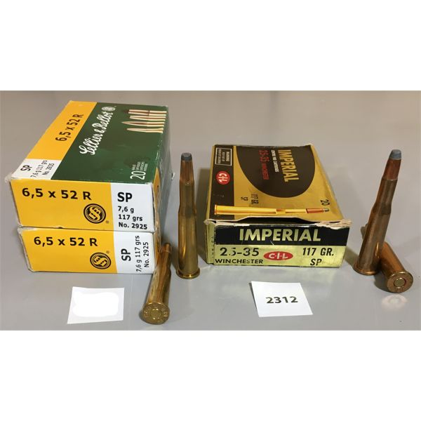 AMMO: 50 x 25-35 & 6.5X52R - IMPERIAL AND SELLIER & BELLOT