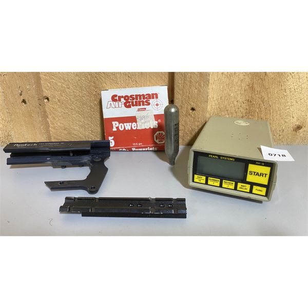JOB LOT - AIMTECH S&W SCOPE MOUNT, RAIL, PEARL SYS 10 SHOT TIMER, CO2