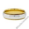 Image 1 : Men's 18kt White and Yellow Gold 5.5mm Milgrain Edged Band Ring