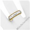 Image 3 : Men's 18kt White and Yellow Gold 5.5mm Milgrain Edged Band Ring