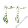 Image 3 : 14kt Two Tone Gold Oval Amazonite & 0.16 ctw Diamond Drop Dangle Earrings