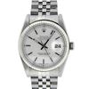 Image 2 : Rolex Mens Stainless Steel 36MM Silver Index Fluted Bezel Datejust Wristwatch