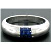 Image 2 : 18k White Gold 0.65 ctw Invisible Set Royal Blue Princess Sapphire Band Ring
