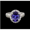 Image 2 : 3.16 ctw Tanzanite and Diamond Ring - 14KT White Gold