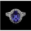 Image 2 : 4.18 ctw Tanzanite and Diamond Ring - 14KT White Gold