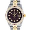 Image 2 : Rolex Mens 2 Tone Maroon & Ruby Channel Set Diamond Datejust Wristwatch