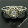 Image 4 : Antique Art Deco 18kt White Gold 0.35 ctw European Diamond Solitaire Filigree En