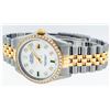 Image 4 : Rolex Mens 2 Tone Mother Of Pearl Diamond Oyster Perpetual Datejust 36MM