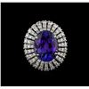 Image 2 : 8.72 ctw Tanzanite and Diamond Ring - 14KT White Gold