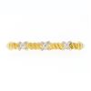 Image 1 : Estate 14k Gold Single Cut Diamond "X" Figure Satin Twisted Cable Bar Pin Brooch