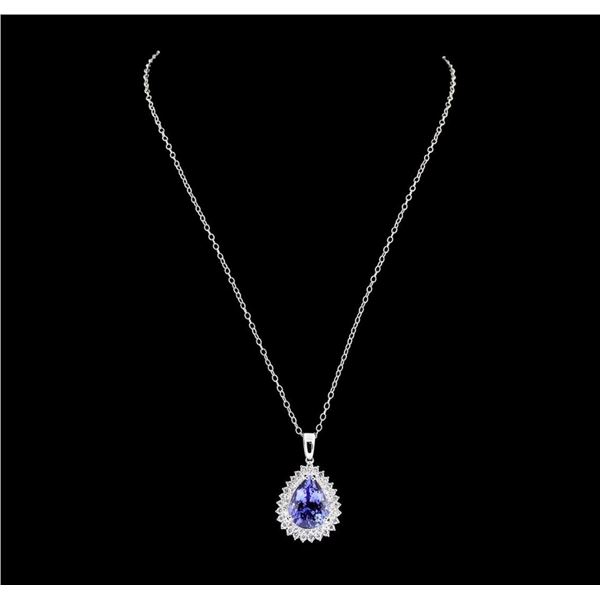 10.79 ctw Tanzanite and Diamond Pendant With Chain - 14KT White Gold