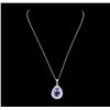 Image 1 : 10.79 ctw Tanzanite and Diamond Pendant With Chain - 14KT White Gold