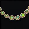 Image 2 : 24.97 ctw Opal and 6.00 ctw Diamond 14K Yellow Gold Necklace