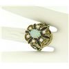 Image 6 : 14k Yellow Gold Opal Pearl Black Enamel Large Dome Ladies Cocktail Ring