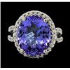 Image 2 : 8.44 ctw Tanzanite and Diamond Ring - 14KT White Gold