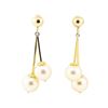 Image 1 : Pearl Double Dangle Earrings - 14KT Yellow Gold