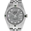 Image 1 : Rolex Mens Stainless Steel Meteorite Diamond And Emerald Datejust Wristwatch