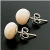 Image 2 : 18k Solid White Gold 8.6mm Angel Coral Simple Classic Round Button Stud Earrings