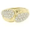 Image 2 : 14k Yellow Gold 0.75 ctw Pave Round E VS Diamond Cluster Puffed Band Bypass Ring