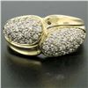 Image 8 : 14k Yellow Gold 0.75 ctw Pave Round E VS Diamond Cluster Puffed Band Bypass Ring