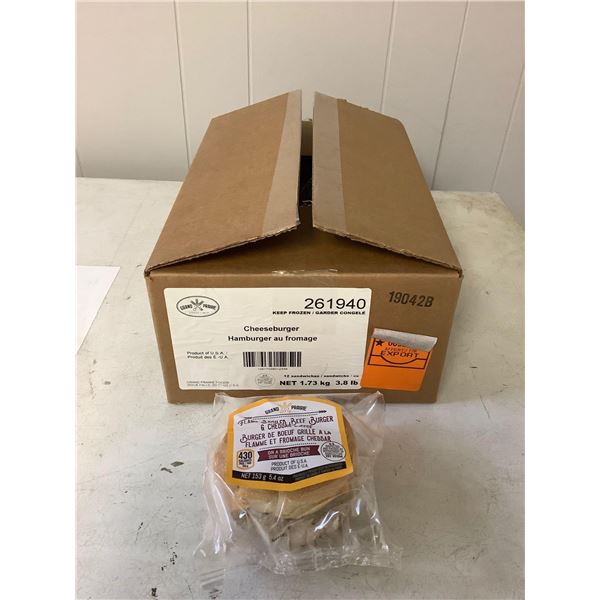 Case of Frozen Grand Prairie Cheeseburgers 12/CS (1.73kg)